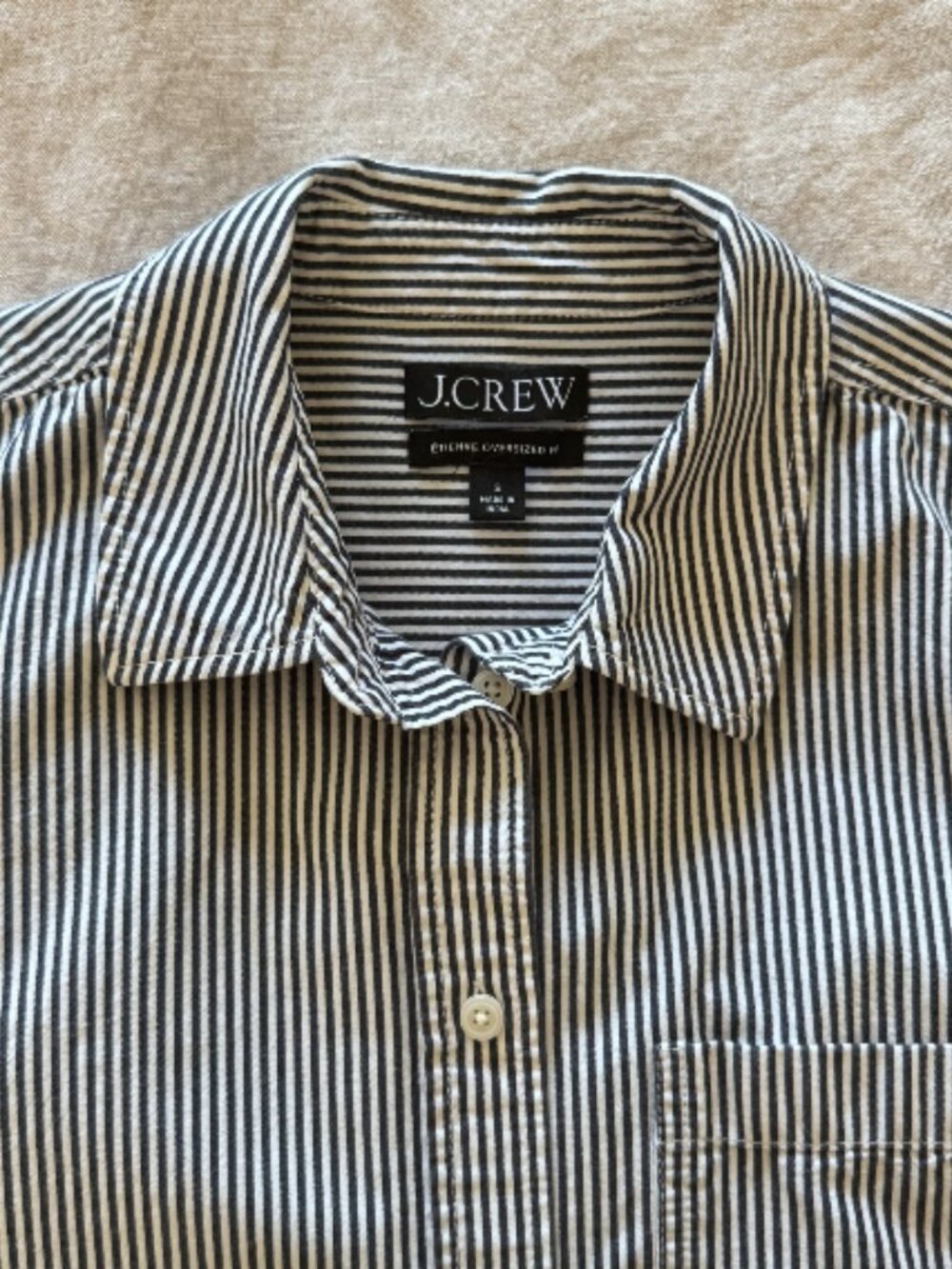 J. Crew Étienne Oversized Button Up Shirt in striped cotton poplin - Size Small - Picture 2 of 4